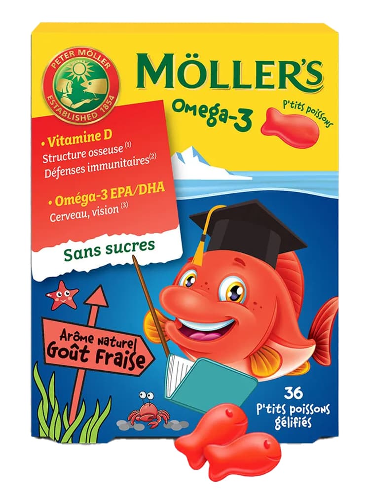 Möller's Oméga 3 36 P'tits Poissons Gélifiés - Goût : Fraise