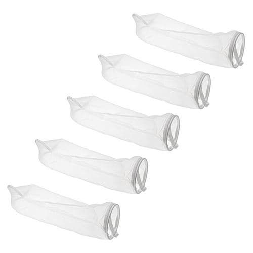 vhbw 5x Chaussettes filtrantes universelles pour aquarium, piscine, skimmer - Sac de filtration, nylon, 18 x 81 cm, 100 micromètre, blanc